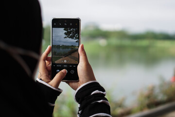 person using smartphone