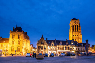 Fototapeta premium Veurne Furnes, West Flanders, Belgium at dusk