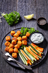 bean veggies gnocchi with vegetable sticks and dip