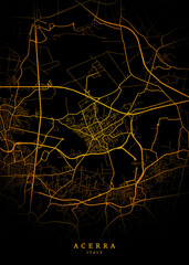 Acerra, Italy City Map - Acerra City Gold Map Poster Wall Art - Acerra City in Italy Art Print
