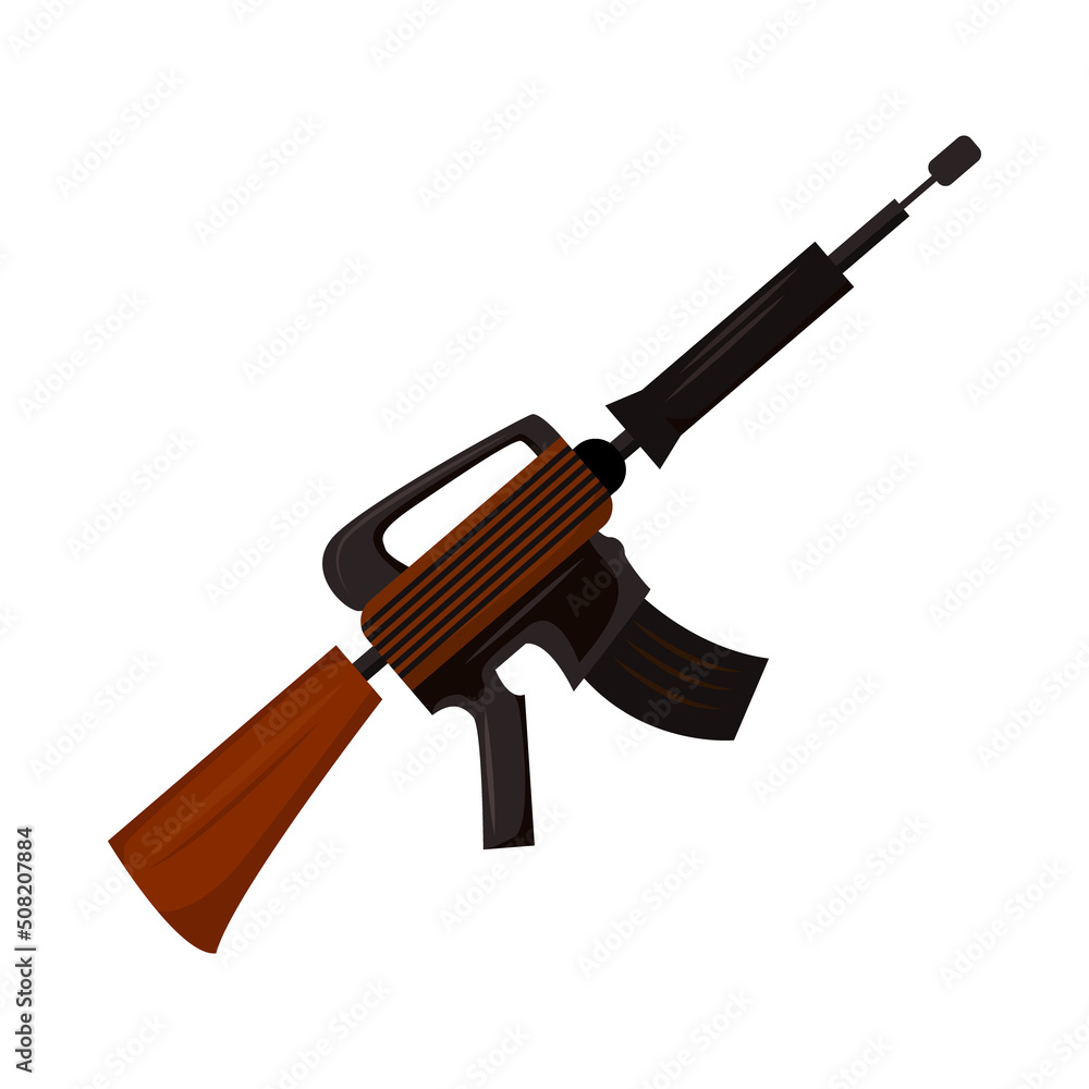 Poster submachine gun semi flat color vector object. full sized item on white. burglary and felony. machine