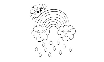 Rainbow coloring page. Easy to print weather coloring page for kids 