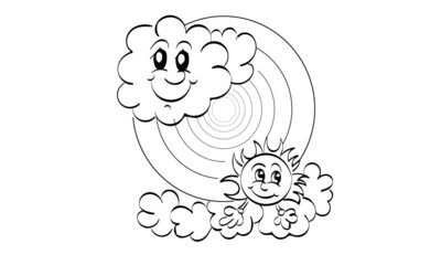 Rainbow coloring page. Easy to print weather coloring page for kids 