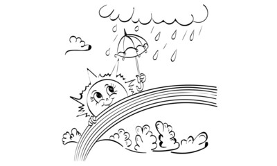 Rainbow coloring page. Easy to print weather coloring page for kids 