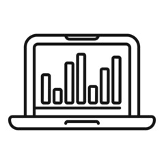 Laptop graph chart icon outline vector. Creative business
