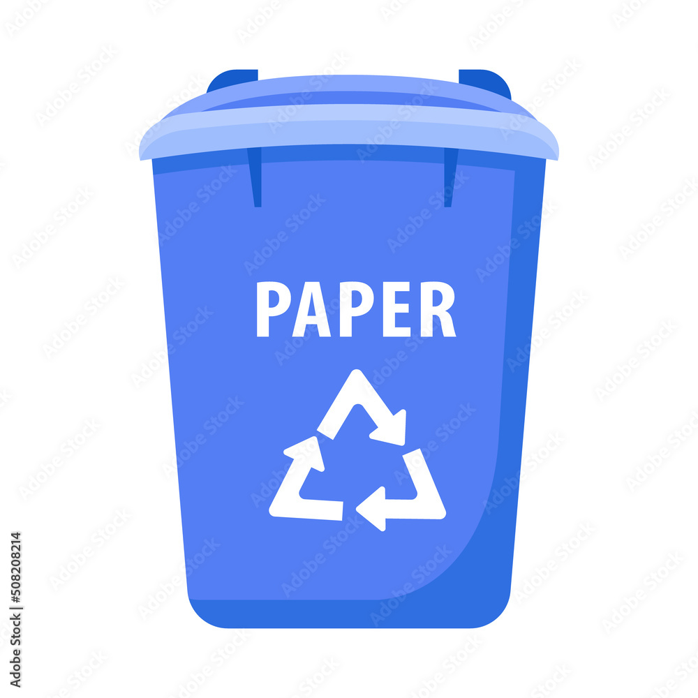 Aufkleber tank for paper waste semi flat color vector object. full sized item on white. zero waste. garbage so