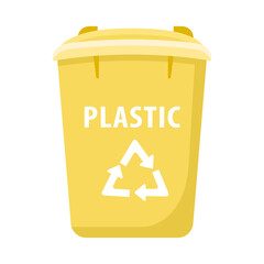 Bin for plastic waste semi flat color vector object. Full sized item on white. Zero waste. Garbage sorting and recycle simple cartoon style illustration for web graphic design and animation