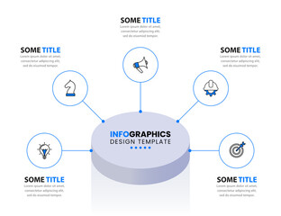 Infographic template. isometric circle with five steps