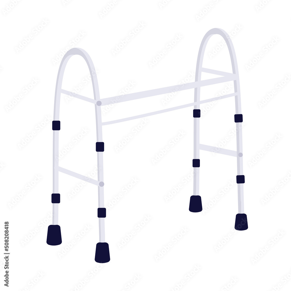 Poster walking frame semi flat color vector object. full sized item on white. mobility for disabled people.