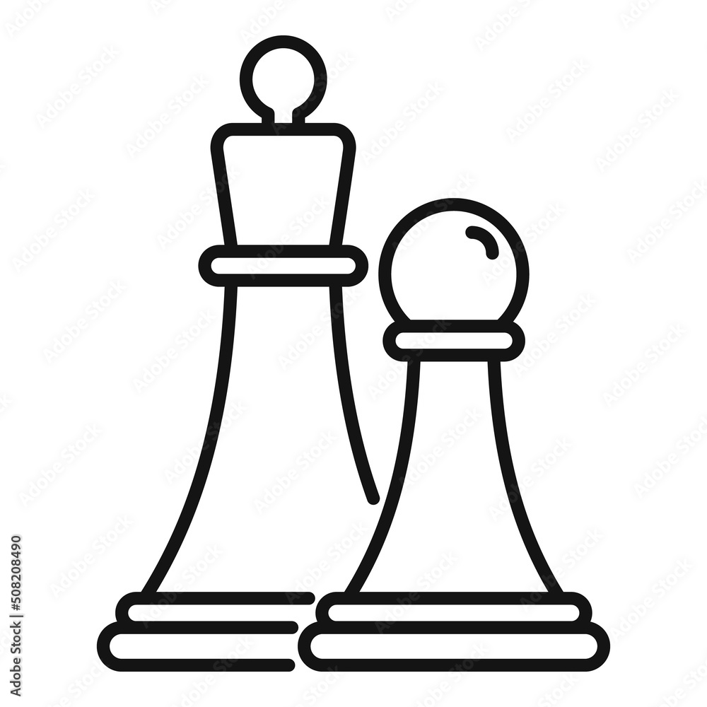 Poster chess solution icon outline vector. business problem