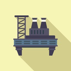 Ocean rig icon flat vector. Gas platform