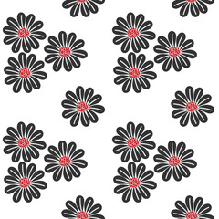 Simple black and white floral print. Seamless vector pattern for wrapping paper and scrapbook