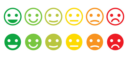 Emoji faces.Set of Emoji icon.Feedback sign.Emoticons.Simple emoticons line icons.Mood.Smile icons