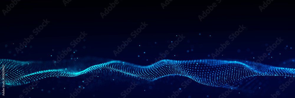 Poster 3d digital wave. technology wave. flow digital structure. cyber technology background. 3d rendering.