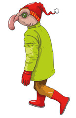 Personnage enrhumé habillé pour l'hiver