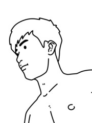 black and white of cute man cartoon for coloring