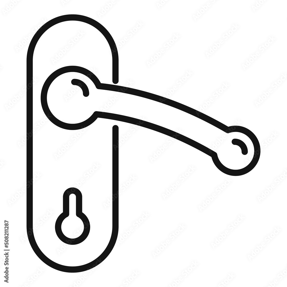 Poster door handle lock icon outline vector. knob latch