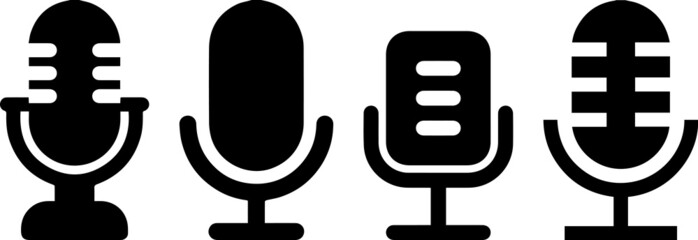 Microphone icon set. Podcast microphone. Set microphone icon sign. Different microphone collection. Vintage microphone sign vector illustration