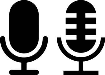 Microphone icon set. Podcast microphone. Set microphone icon sign. Vintage microphone sign vector illustration