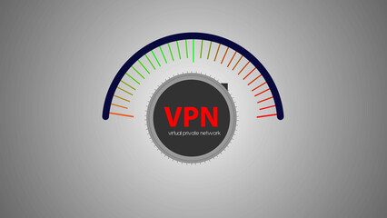 Virtual private network speed test meter modern technology vector illustration.