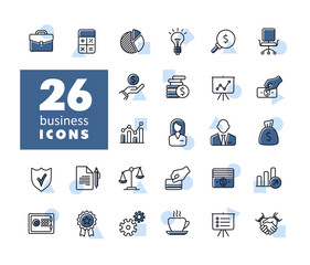 Business and finance web outline icon set