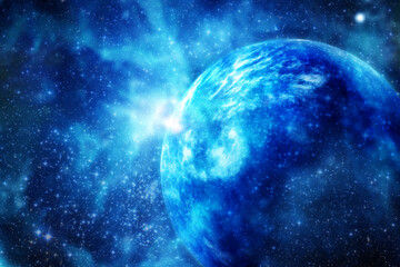 Obraz na płótnie Canvas blue exoplanet in another galaxy