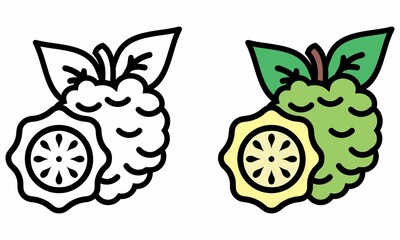 Illustration Vector Graphic of custard, apple fruit, fruit icon