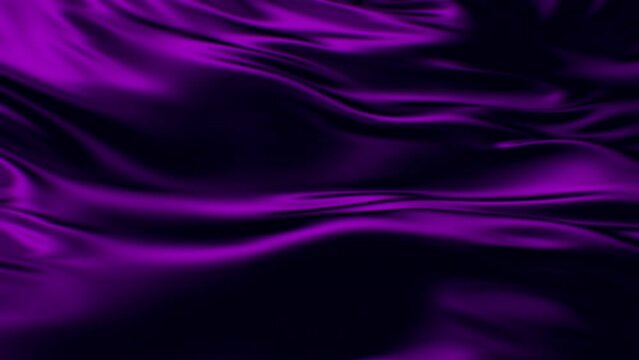 Wavy Purple Silk Fabric. Luxury Background. Slow Motion.