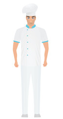 Cook in uniform standing. vector