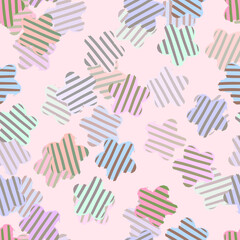 seamless doodle stripe flowers pattern background , greeting card or fabric