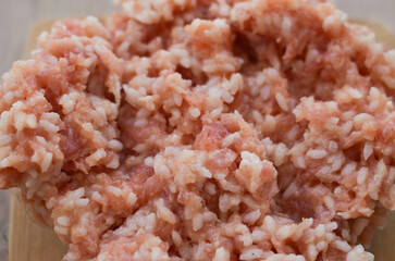 minced rice in a glass close up