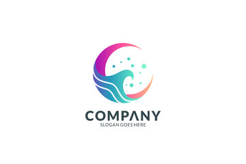 Crescent moon and wave logo design with gradient colors