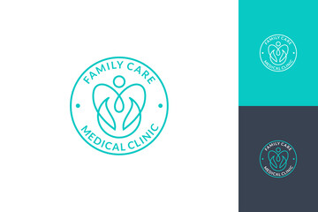 Family care medical clinic emblem stamp logo template