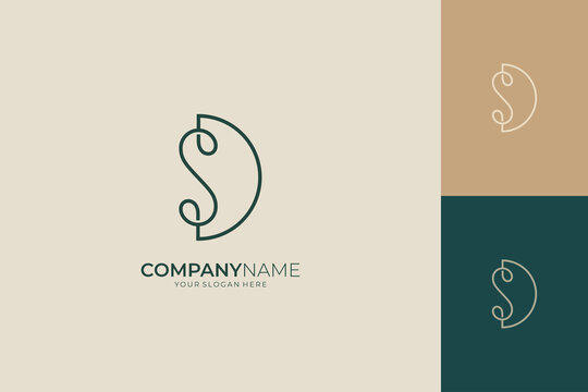D, S, DS letter monogram logo with continuous line style