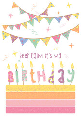 happy birthday, holiday card, confetti cake vector