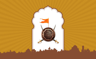 Maratha Shree Chhatrapati shivaji maharaj historical raj shiva mudra with bhagava flag
