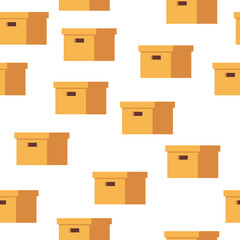 Pattern of cardboard boxes icons. Vector illustration in a flat cartoon style.
