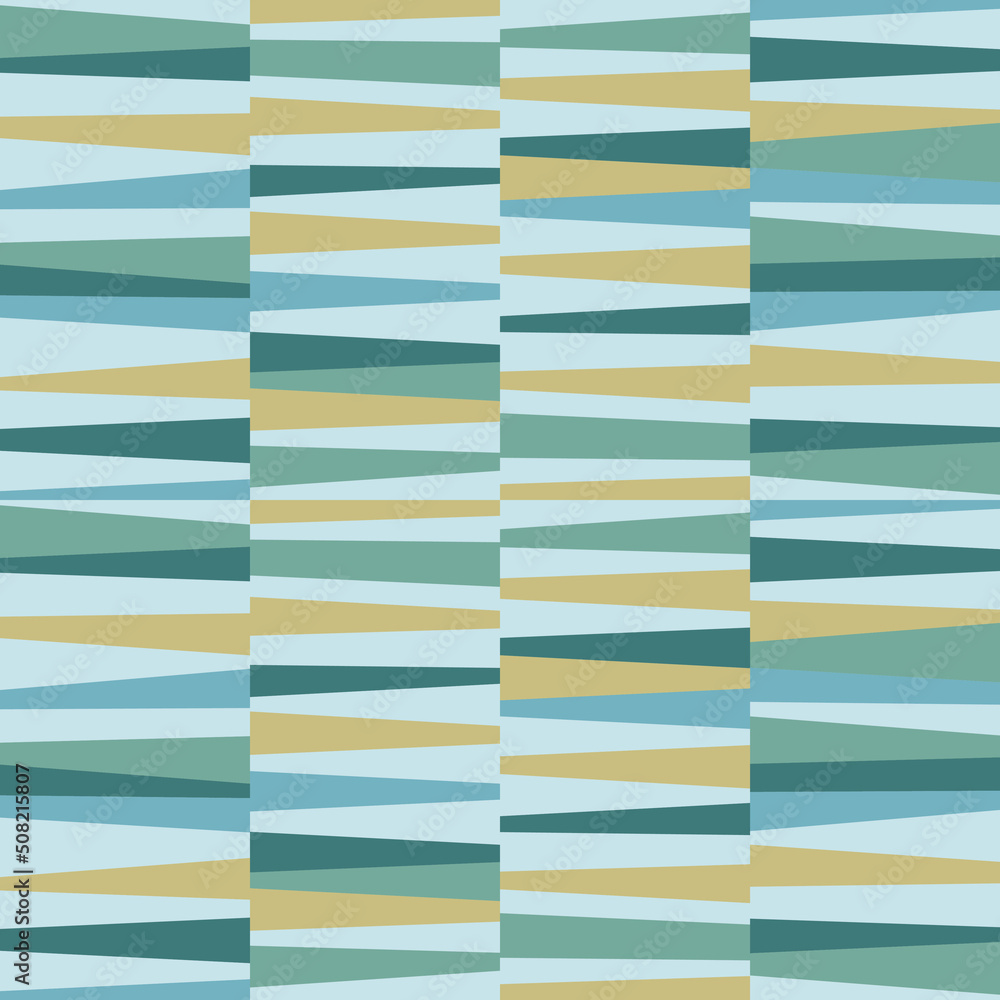 Poster Curved stripes of green color for decoration and interior. Vector seamless with simple shards of greenish color. Wallpaper from a pattern of minimal pillars.