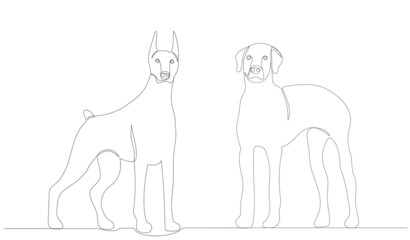 big dog one continuous line drawing, sketch