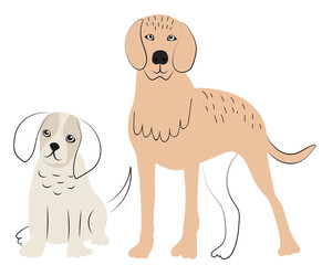 dogs doodle sketch, outline, isolated