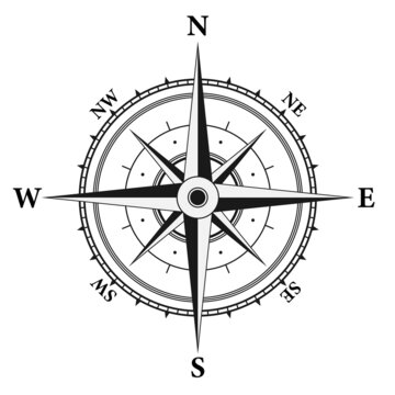 wind rose isolated on white background, vector illustration