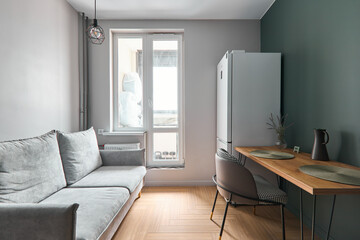 Photo of the kitchen in green colors