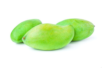 Green mango fruits isolated on white background