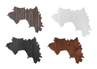 Political divisions. Patriotic sublimation wood textured backgrounds set on white. Guinea
