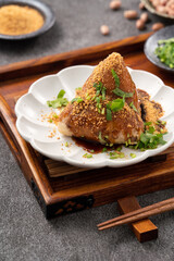 Vegetable zongzi. Vegetarian rice dumpling for Duanwu Dragon Boat Festival food.