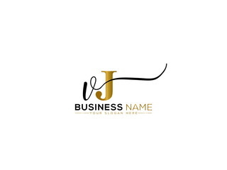 Signature VJ Logo Icon, Letter Vj jv Signature Fashion Letter Logo Image Design for Business - obrazy, fototapety, plakaty