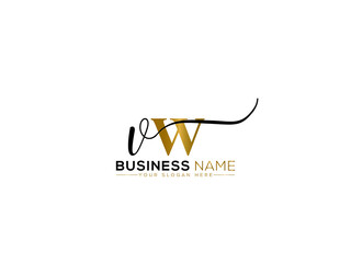 Signature VW Logo Icon, Letter Vw wv Signature Fashion Letter Logo Image Design for Business - obrazy, fototapety, plakaty
