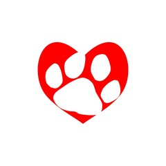 Fototapeta premium Heart Shaped Paw Print Icon