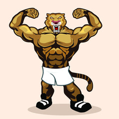 tiger fitness mascot cartoon