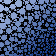Abstract blue dotted circles pattern. Size variation blue gradient